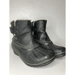 SOREL Womens Winter Fancy Black Leather Waterproof/Insulated Outdoor Boots 6.5